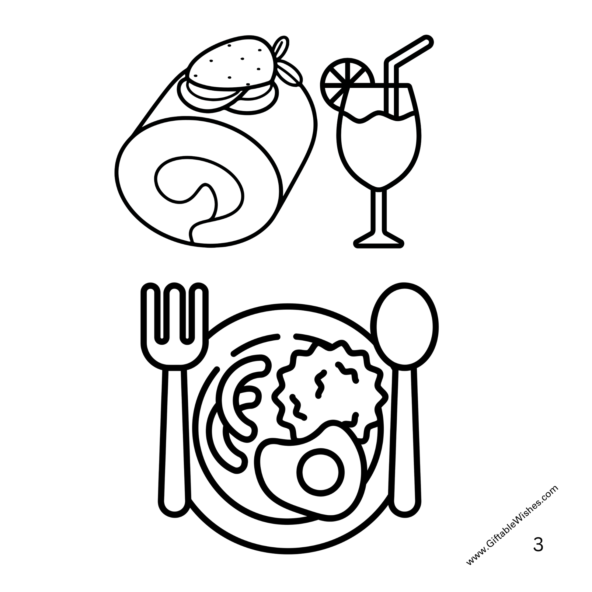 food and drink coloring book