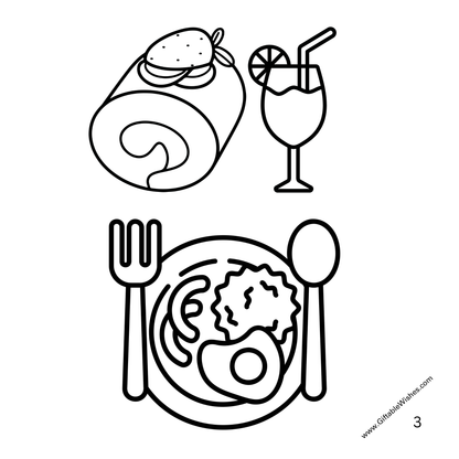 food and drink coloring book